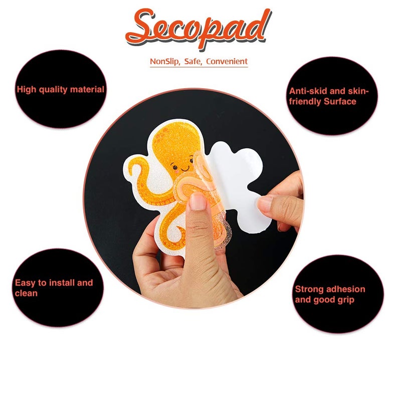 Secopad Non Slip Bathtub Stickers, 14 PCS Large Sea Adhesive Kids Anti Slip Decal Treads for Shower and Bath Tub with Premium Scraper - Image 2