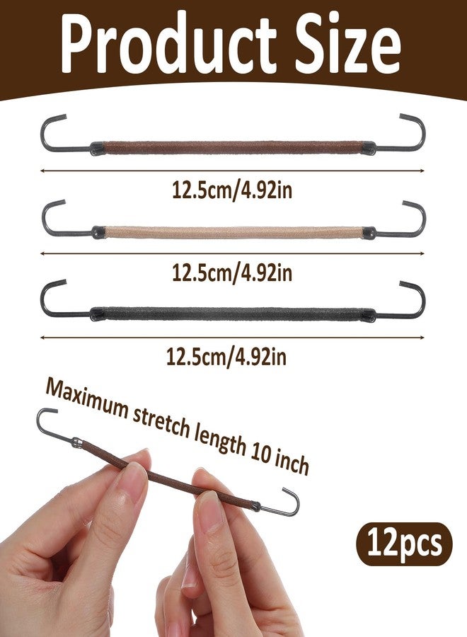 Matwsec 12 Pcs Elastic Hook Hair Ties, Small Ponytail Holders Hooks, Cord Hair Ties with Hooks, Styling Bungee Hair Ties for Women Girls Curly Long Hair (Black, Coffee and Apricot) - Image 2