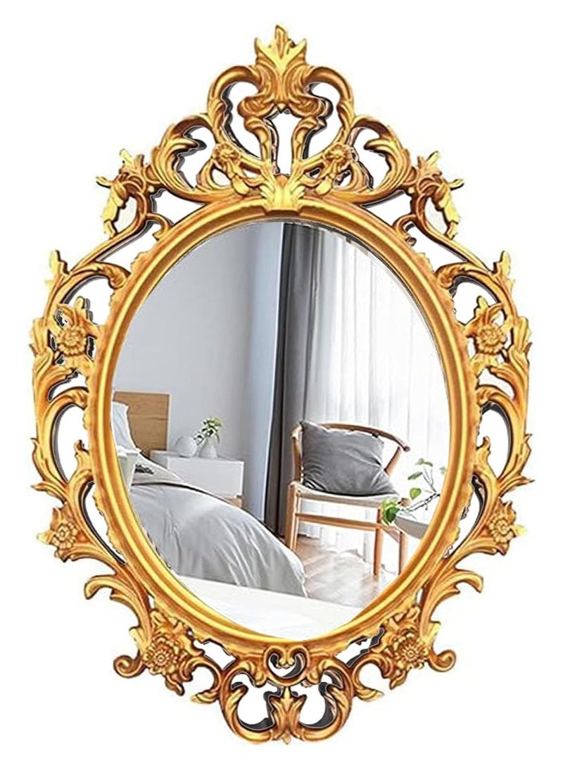 LINGWEI Wall Hanging Mirror Wall Decorative Gold Mirror Interior Design Oval Shape Wall Mirror Decorative Hanging Wall Art Decorative Mirror Home Decor Mirror For Living room Bedroom Bathroom - Image 1