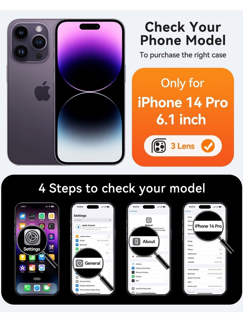 ثسؤشسث غطاء مغناطيسي لجهاز آيفون 14 برو (6.1 بوصة) متوافق مع MagSafe [حماية كاملة للكاميرا]، غطاء حماية غير لامع شفاف غير لامع مقاوم للصدمات، أزرق - Image 2