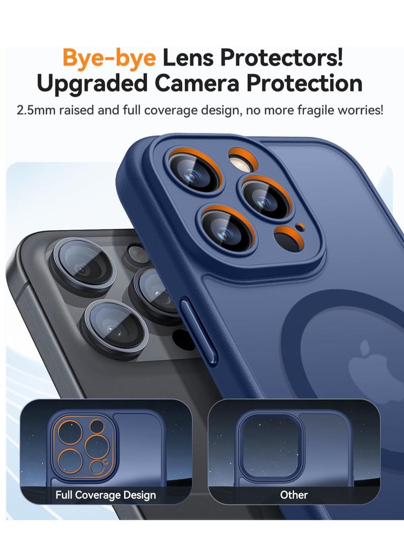ثسؤشسث غطاء مغناطيسي لجهاز آيفون 14 برو (6.1 بوصة) متوافق مع MagSafe [حماية كاملة للكاميرا]، غطاء حماية غير لامع شفاف غير لامع مقاوم للصدمات، أزرق - Image 3