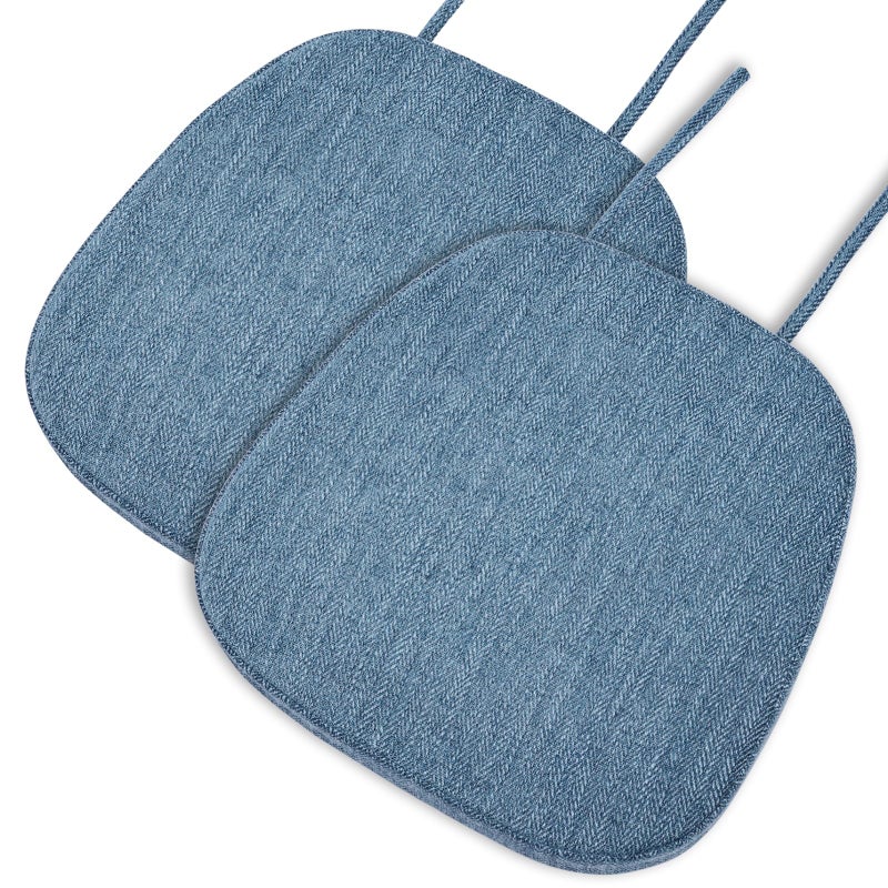 baibu 14In Metal Chair Cushion with Ties  Set of 2 Non-Slip Metal Dining Chair Pads Kitchen Seat Cushions with Machine Washable Cover  14x14x1.5in  Blue - Image 1