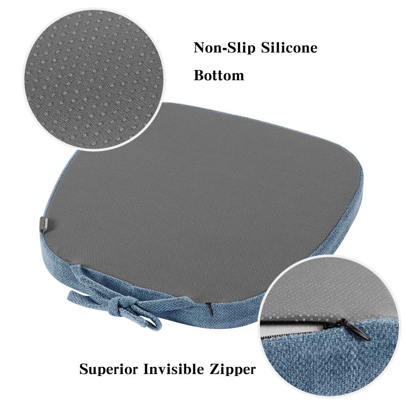 baibu 14In Metal Chair Cushion with Ties  Set of 2 Non-Slip Metal Dining Chair Pads Kitchen Seat Cushions with Machine Washable Cover  14x14x1.5in  Blue - Image 5