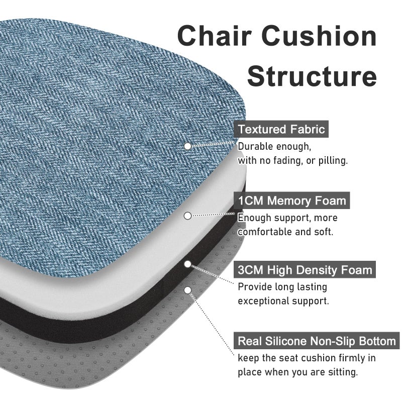 baibu 14In Metal Chair Cushion with Ties  Set of 2 Non-Slip Metal Dining Chair Pads Kitchen Seat Cushions with Machine Washable Cover  14x14x1.5in  Blue - Image 2