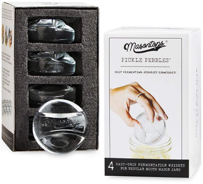 Masontops Pickle Pebble Glass Infinity Weights for Fermenting - Pickling Weight Set - Small/Regular Mouth Mason Jar Fermentation - Image 1
