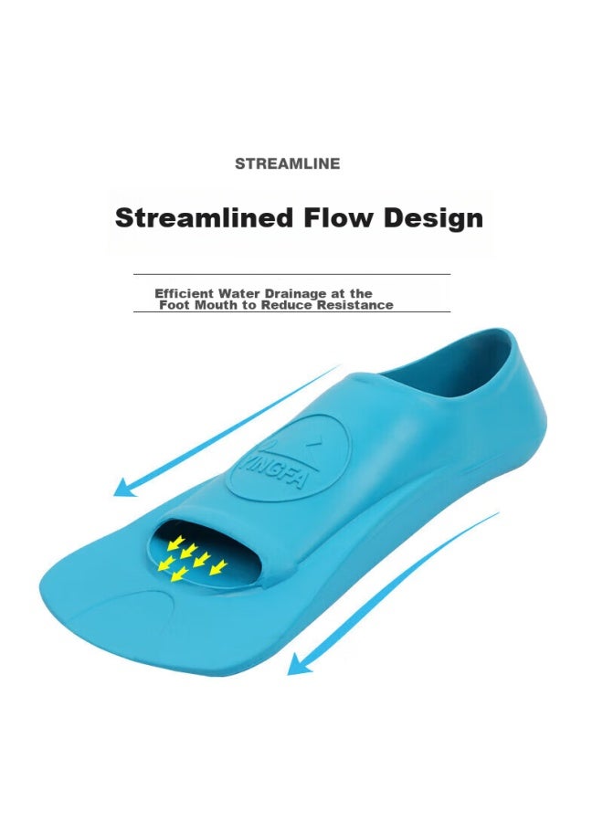 Yingfa Swimming Fins, Professional Training Comfortable Freestyle Snorkeling Speed Boost Kick Soft Rubber Flippers, Colorful Blue Xs Size - Image 4