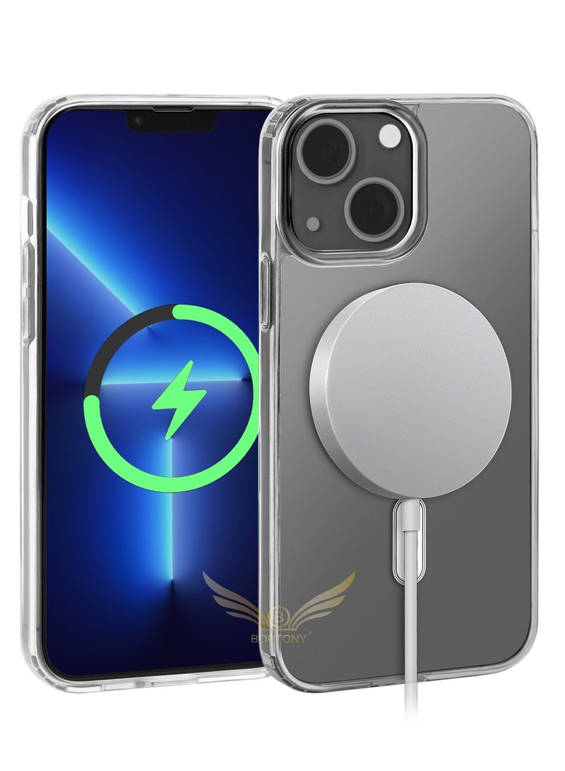 BORTONY iPhone 13 Mini Case 5.4 Inch Magsafe Compatible with Magnetic Accessories Wireless Charging Clear Shockproof Protective Case - Image 1