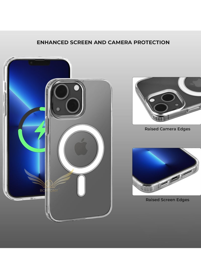 BORTONY iPhone 13 Mini Case 5.4 Inch Magsafe Compatible with Magnetic Accessories Wireless Charging Clear Shockproof Protective Case - Image 4