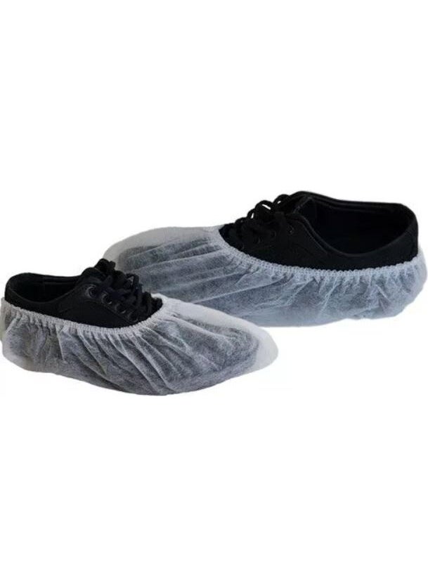 Private Label - Interlining Spunbond Nonwoven Cloth Overshoes Disposable Non-Slip Rubberized White Overshoes 100 Pieces - Image 1