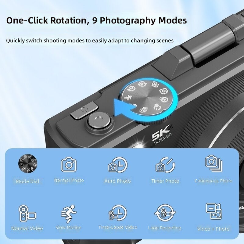 Cross-Border Flip Screen Mirrorless Digital Camera 5K HD Retro Selfie Camera for Students - Image 2