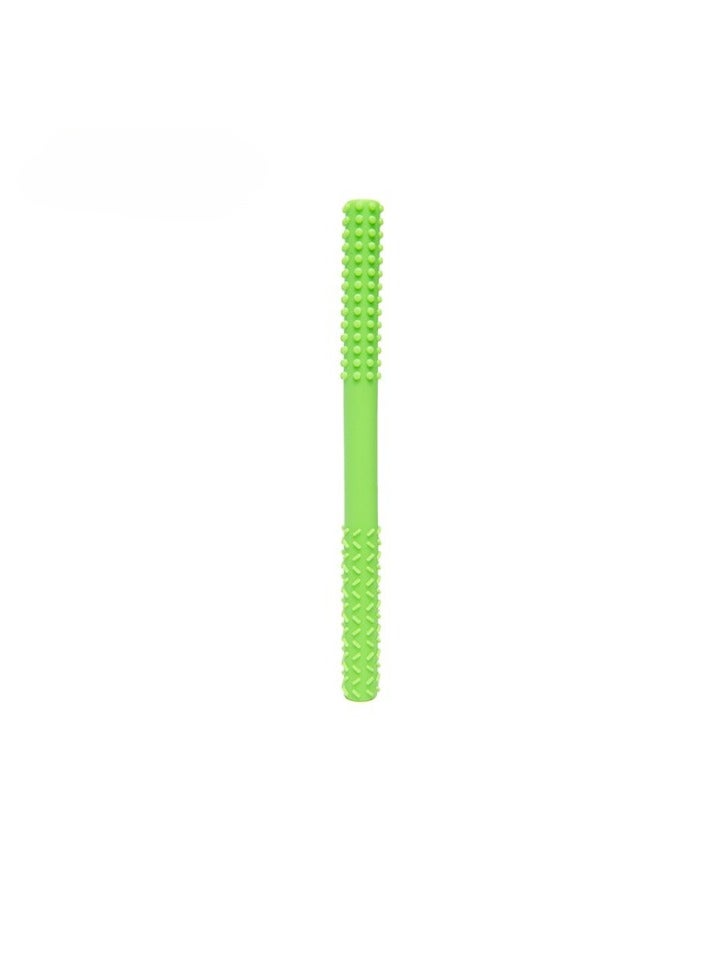 platube Baby Teething Tube, Soft And Durable Infant Teething Toys, Easy To Clean Hollow Silicone Baby Teether, Lightweight And Flexible Chew Straws For Toddlers, (1pc, Old Style Green) - Image 1