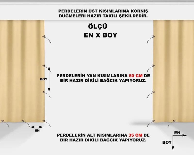 Altın Pamuk Golden Cotton Lace-up Balcony Curtain with Length Options in All Sizes-Balcony Canvas Cream