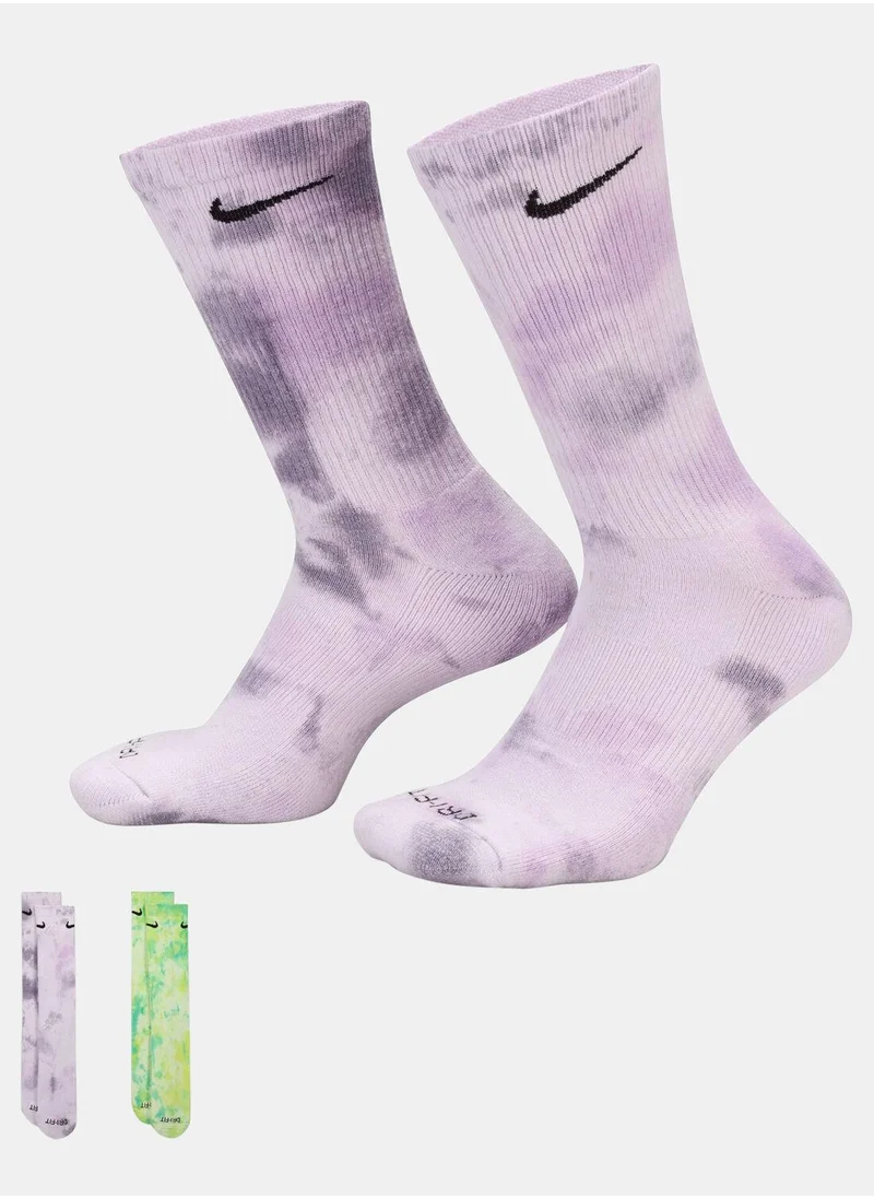 نايكي Everyday Plus Cushioned Crew Socks (2 Pairs)