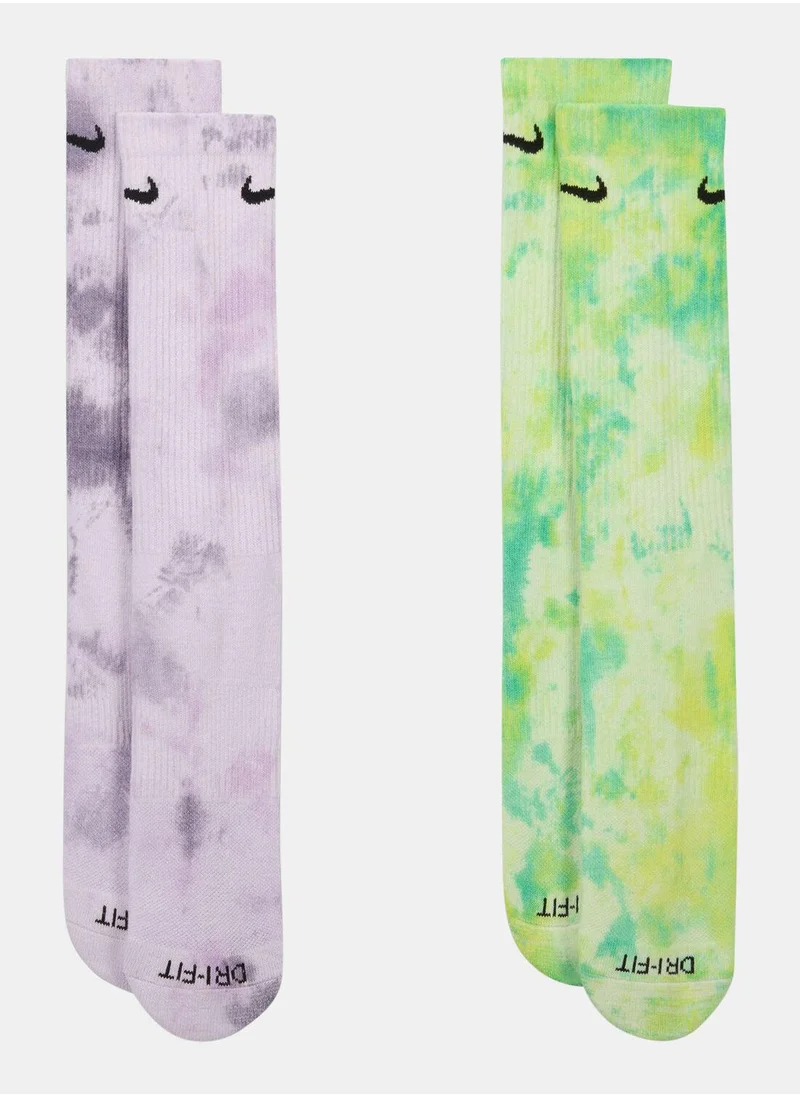 نايكي Everyday Plus Cushioned Crew Socks (2 Pairs)