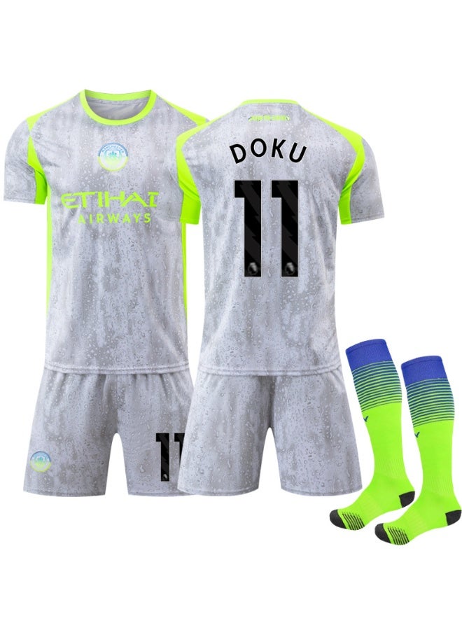 مانشستر سيتي 2025-2026 الموسم #11 دوكو كرة القدم جيرسي مجموعة تي شيرتات قصيرة للأطفال حجم وحجم الكبار ، هدية للجماهير والأصدقاء - Image 1