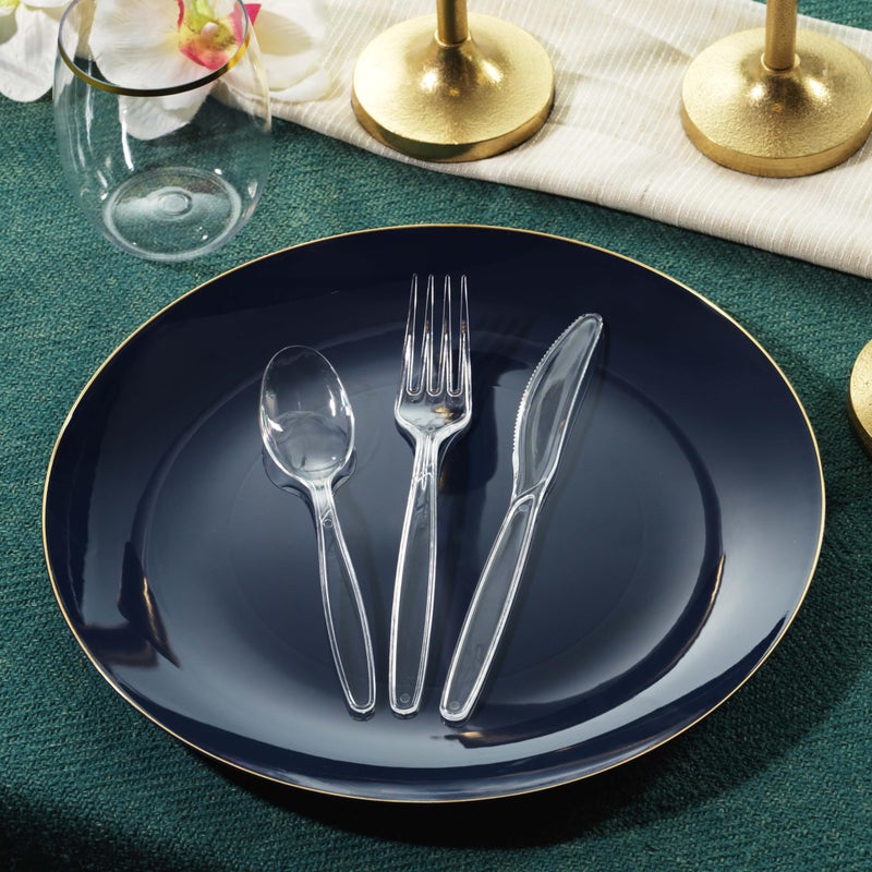 Munfix 360 Count Plastic Silverware Set  180 Forks  180 Spoons  Heavy Duty BPA Free Disposable Cutlery Set  Premium Clear Plasticware for Party Supplies - Image 3