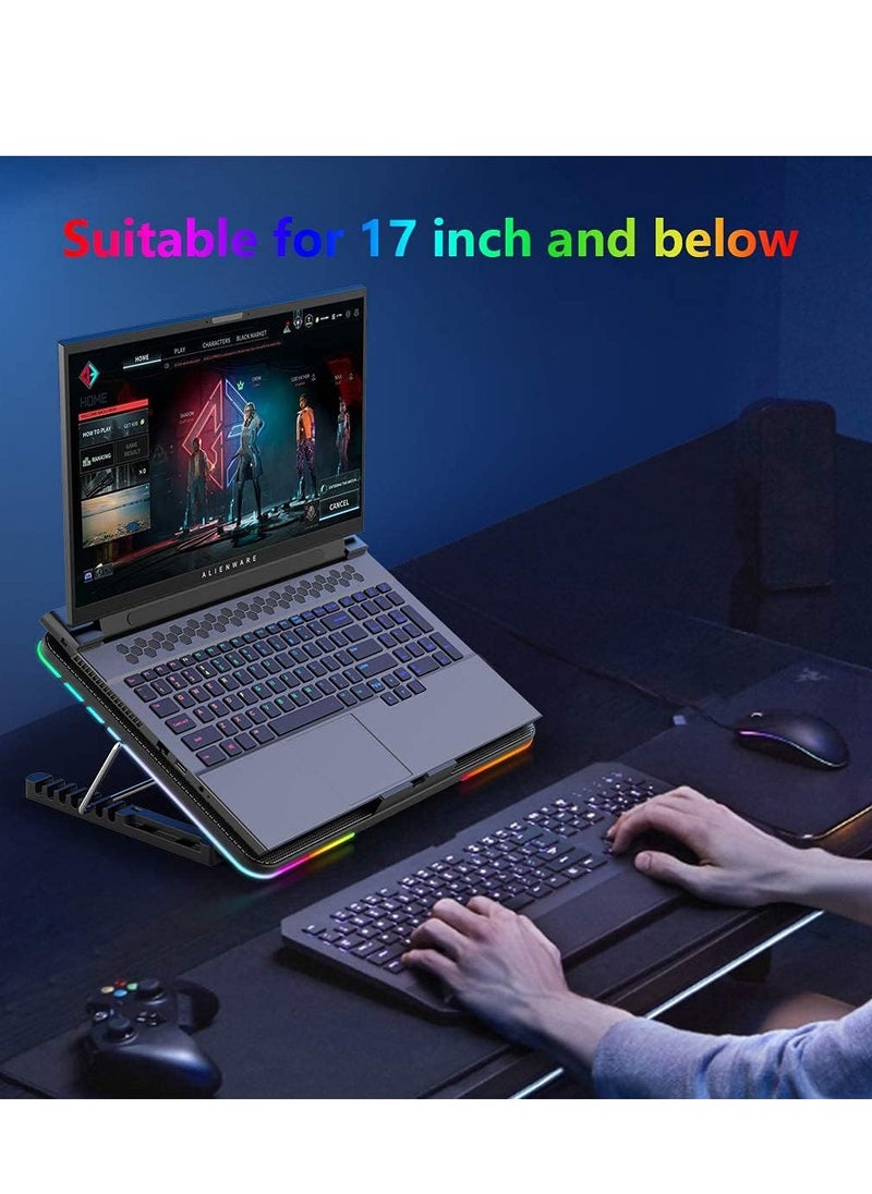 Generic - Laptop Cooling Pad, Laptop Cooler with 6 Quiet Fans for 15.6-17 Inch Gaming Fan Stable Stand, 7 Height Adjust, RGB Light 10 Modes, Switch Control Fan Speed, 2 USB Port & Phone Holder - Image 1