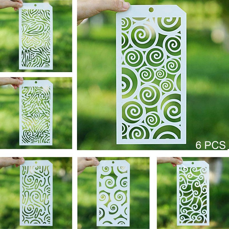 SLGIFT Diy Decorative Stencil Template For Scrapbooking Painting On Wall Furniture Crafts,Set Of 6 (Seamless Wave) - Image 2
