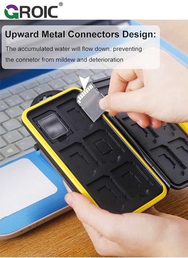 GROIC 24 Slots Memory Card Case Holder Storage Waterproof & Anti-Shock TF SD Card Holder for 12 Micro SD SDXC SDHC TF Cards and 12 SD SDXC SDHC Cards  - Image 3