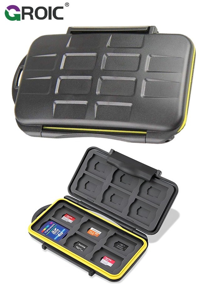 GROIC 24 Slots Memory Card Case Holder Storage Waterproof & Anti-Shock TF SD Card Holder for 12 Micro SD SDXC SDHC TF Cards and 12 SD SDXC SDHC Cards  - Image 1