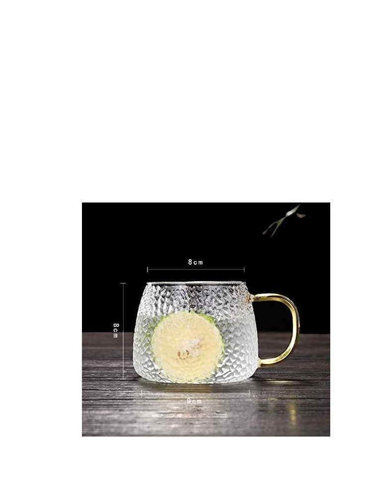 Spaceshoop Clear Borosilicate Glass Coffee Mug with Gold Handle Microwave Safe for Milk Chocolate, Drinks, Mocha, Cappuccino, Tea, Water - Image 2