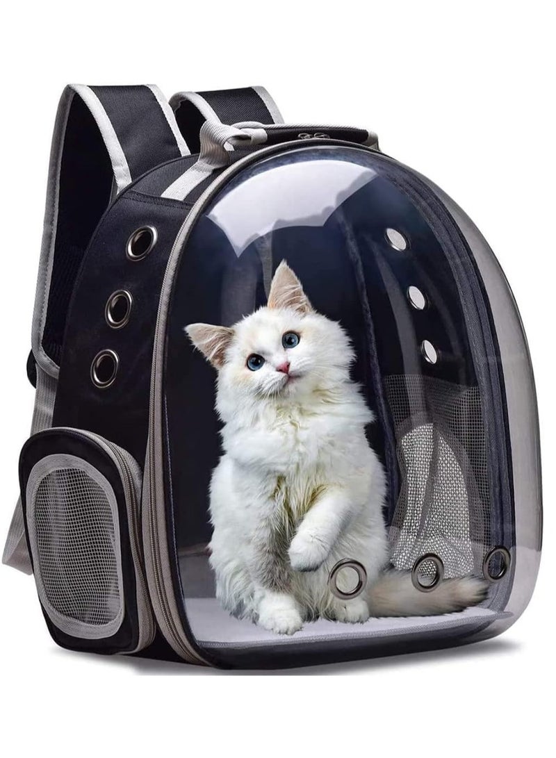 BLOOMING TIME Black-Grey Space Capsule Pet Backpack Stylish & Portable Cat Carrier (37.2 x 32.6 x 11.8cm) - Image 1