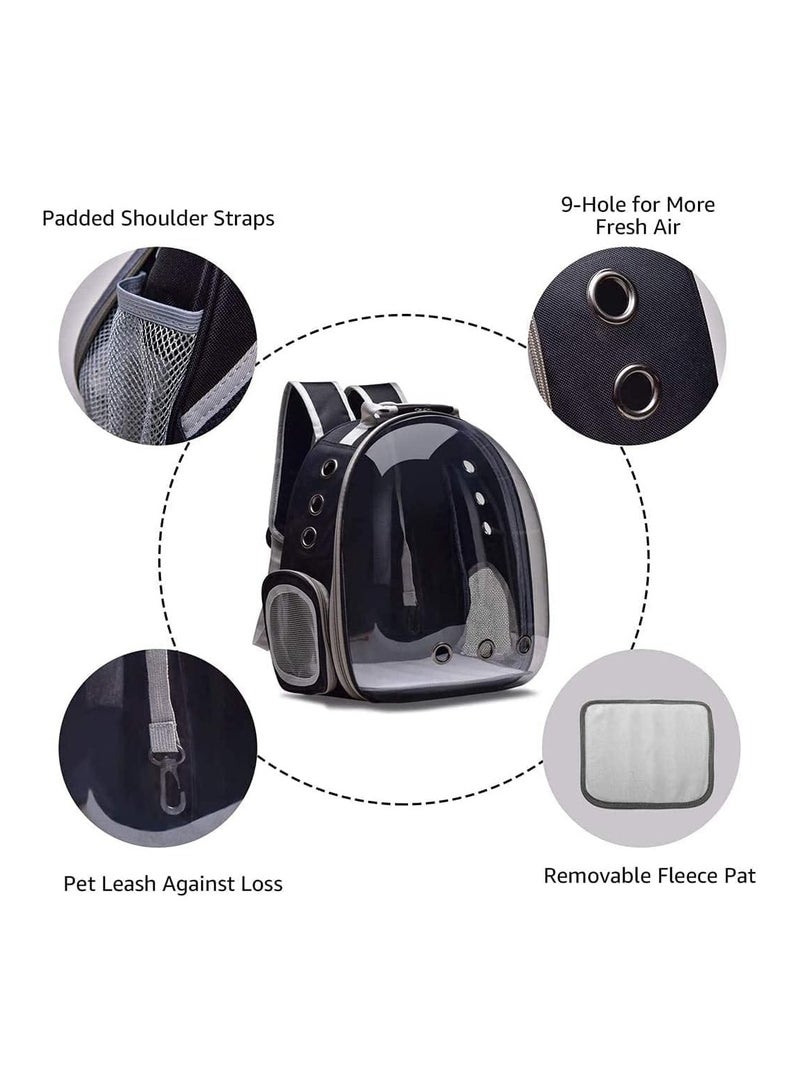 BLOOMING TIME Black-Grey Space Capsule Pet Backpack Stylish & Portable Cat Carrier (37.2 x 32.6 x 11.8cm) - Image 2