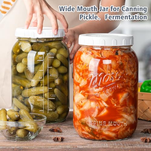 Folinstall 1 Gallon Glass Jar with Lid, Wide Mouth Mason Jars, Large Glass Flour Storage Containers with Airtight Lids, Candy Jar Safe for Cookie, Kombucha, Pickle, Sugar - Image 4