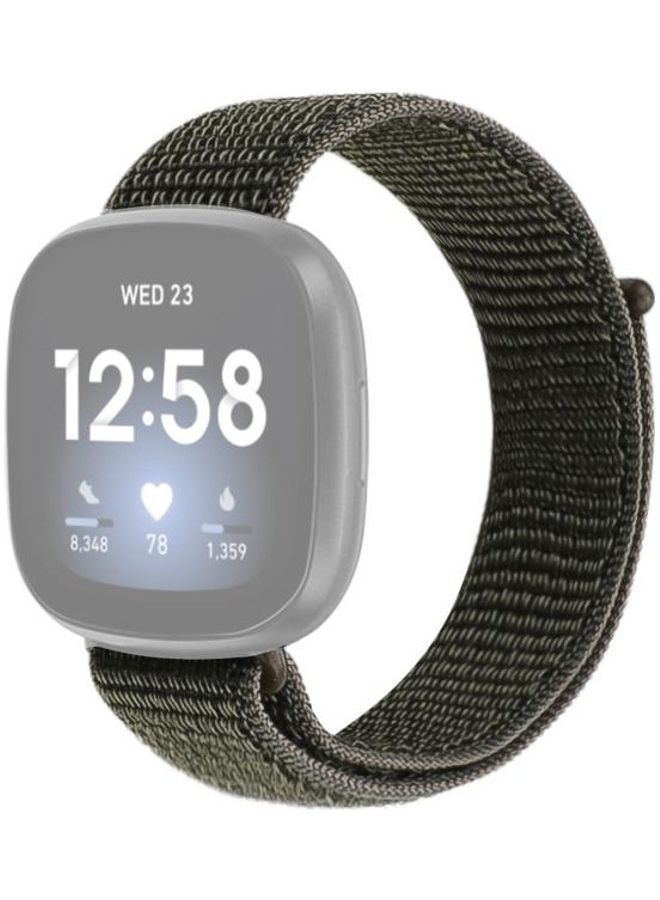 NIBEMINENT Nylon Loop Replacement Band For Fitbit Versa 3 Army Green - Image 1