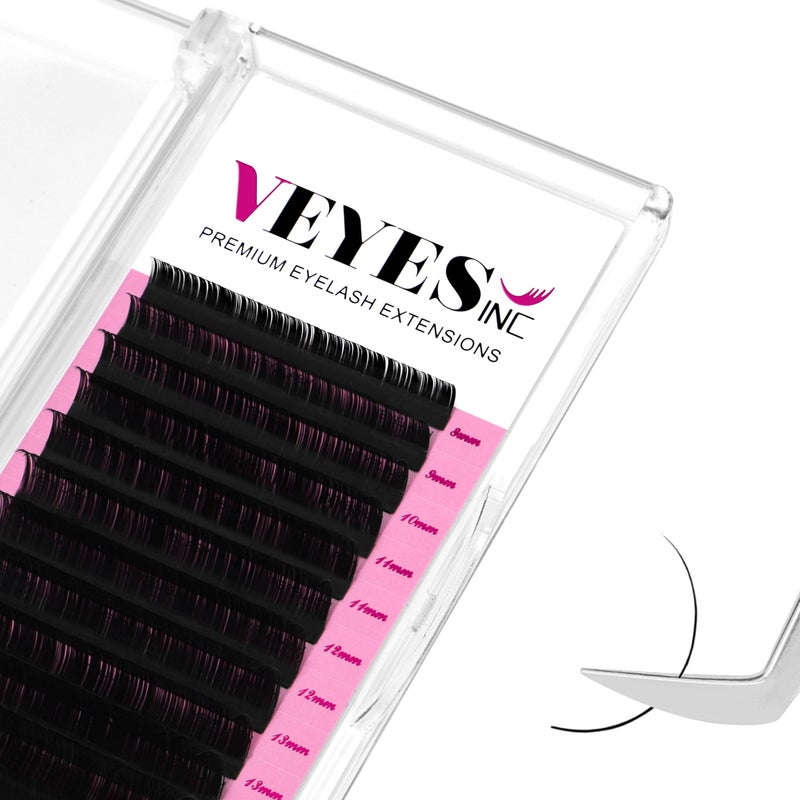 VEYES INC Classic Volume Lash Extensions 0.03-0.20 J/B/L/C/CC/D/DD Curl 5-25mm Mixed & Single Length Tray, Premium Silk Eyelashes, Professional Supplies for Lash Techs(Matte Black 0.15 D 8-16mm) - Image 1
