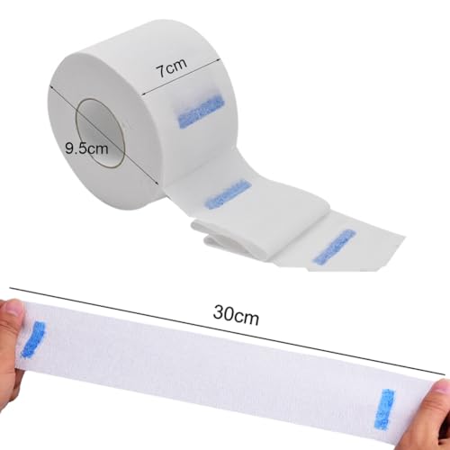 QUUPY 2 Roll Disposable Barber Paper Neck Strips Hairdressing Collar Stretchy Neck Covering Paper Towel for Hairdressers and Barbers or Household Use - Image 2