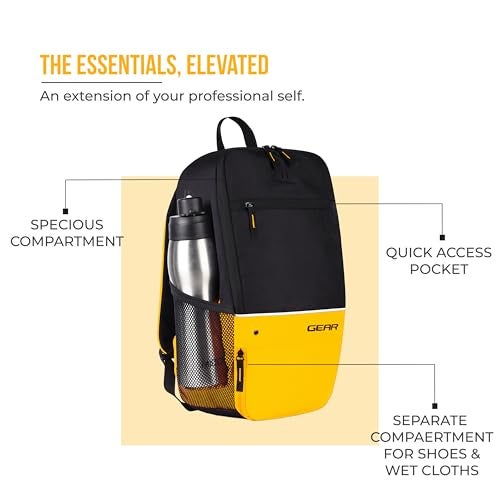 Gear Superior XL 16"/17L Small Water Resistant Backpack | Casual Backpack | College Bag |Travel Bag For Men/Women (Black - Yellow) - Image 4