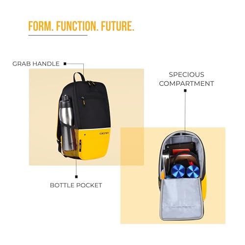 Gear Superior XL 16"/17L Small Water Resistant Backpack | Casual Backpack | College Bag |Travel Bag For Men/Women (Black - Yellow) - Image 5