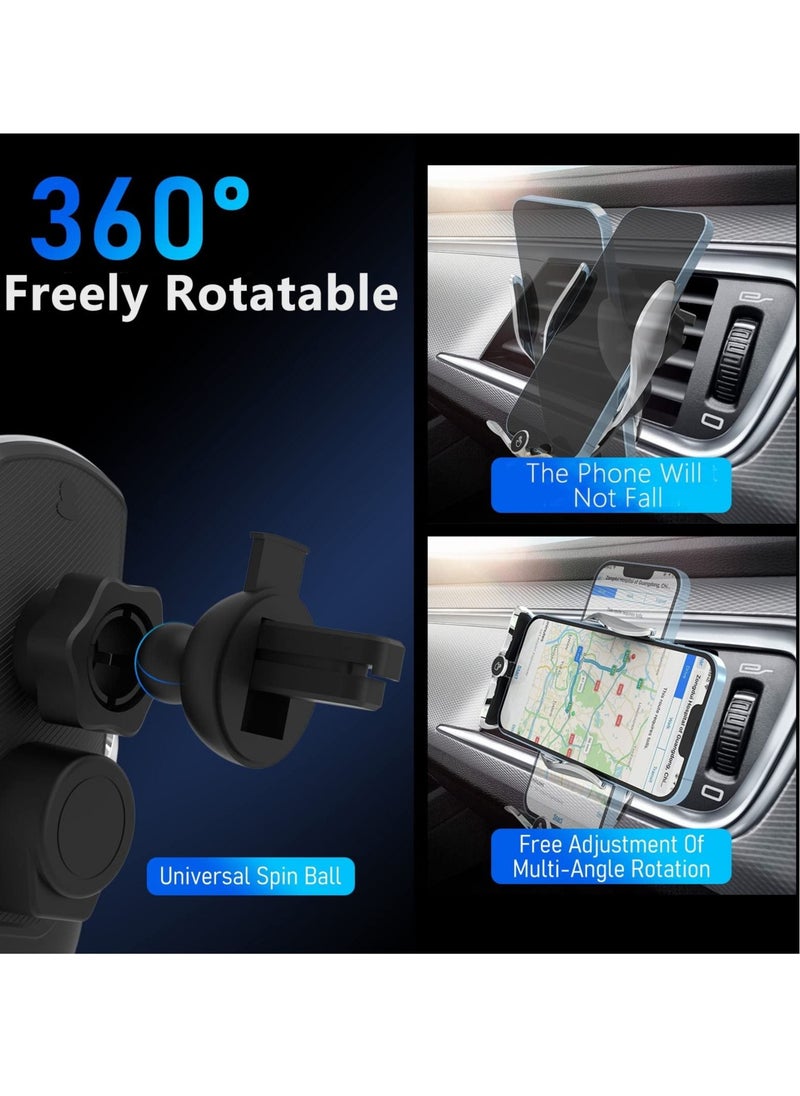 Generic - Wireless Car Charger - 15W Qi Fast Charging, Smart Sensor Air Vent Mount for iPhone and All Smartphones - One-Hand Operation, 360° Rotation - Silver - Image 1