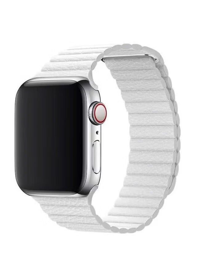 إيف سوار ساعة أبل 42 ملم / 44 ملم / 45 ملم حزام جلدي حلقة بيضاء