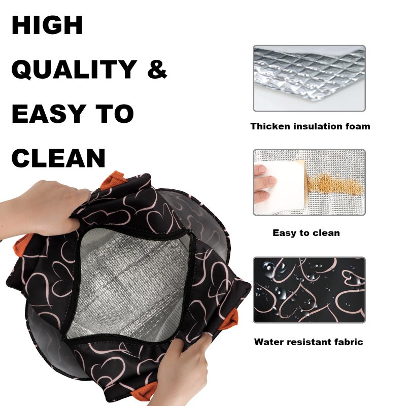 Joymee Lunch Bag Women Insulated Lunch Box Reusable Leakproof Large Spacious Cooler Tote for Women Men Adult with Bottle Holder and Side Pockets for Work Office Travel Picnic - Love Heart - Image 4