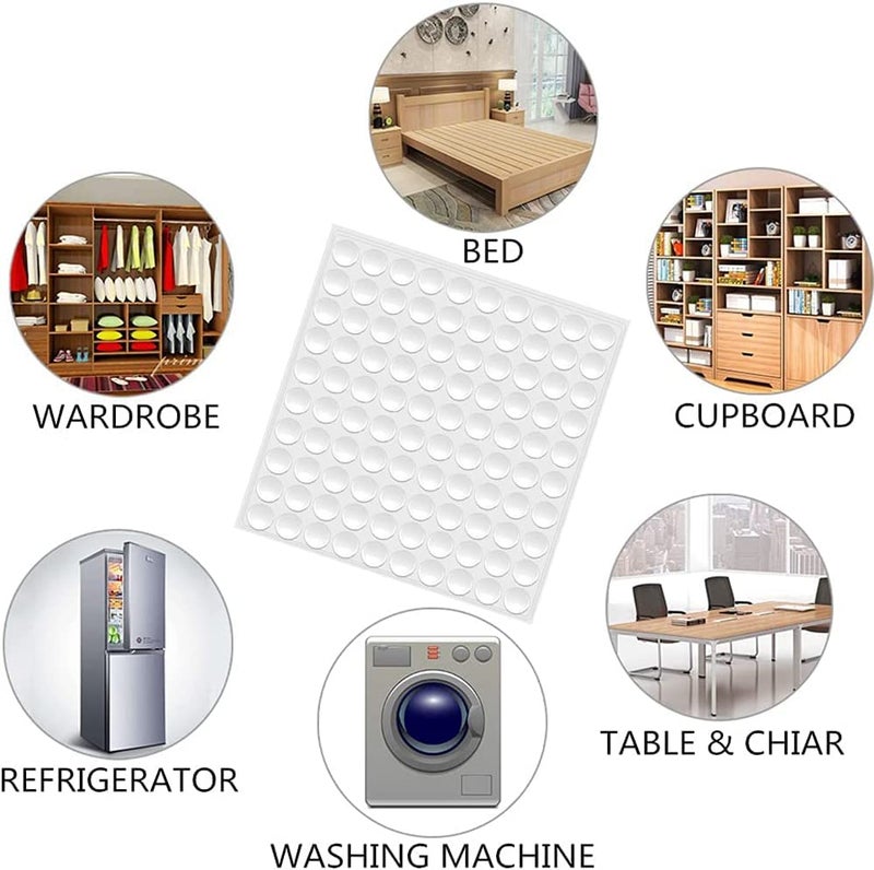 Droposale Set of 100 Pieces Round Adhesive Silicone Door Bumper, Dampening Bumper Pads for Home, Silicone Bumper Door Cabinet Drawer Safety Stopper Mute Buffer (Pack of 1 - Image 3