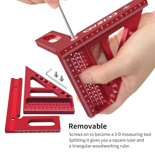 CCIEAO 3D Multi-Angle Carpenter Square Scriber, 22.5-90 Degree Drawing Line Ruler with Pin, High Precision Woodworking Square Protractor for Carpenters,Construction,Craftsmen and DIY (Inch) - Image 3