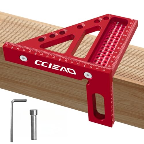 CCIEAO 3D Multi-Angle Carpenter Square Scriber, 22.5-90 Degree Drawing Line Ruler with Pin, High Precision Woodworking Square Protractor for Carpenters,Construction,Craftsmen and DIY (Inch) - Image 1