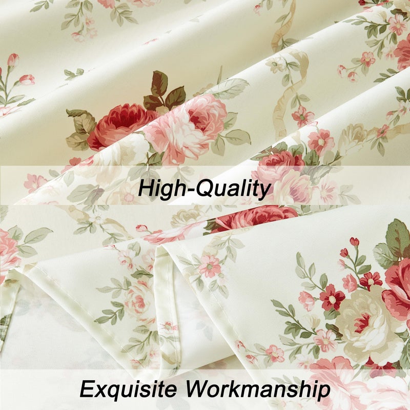 Qahing Vintage Floral Rectangle Tablecloth Shabby Chic Flower Table Cloth Spring Table Cover Waterproof for Dinner Kitchen Picnic, Pink, 60x84 Inches - Image 4