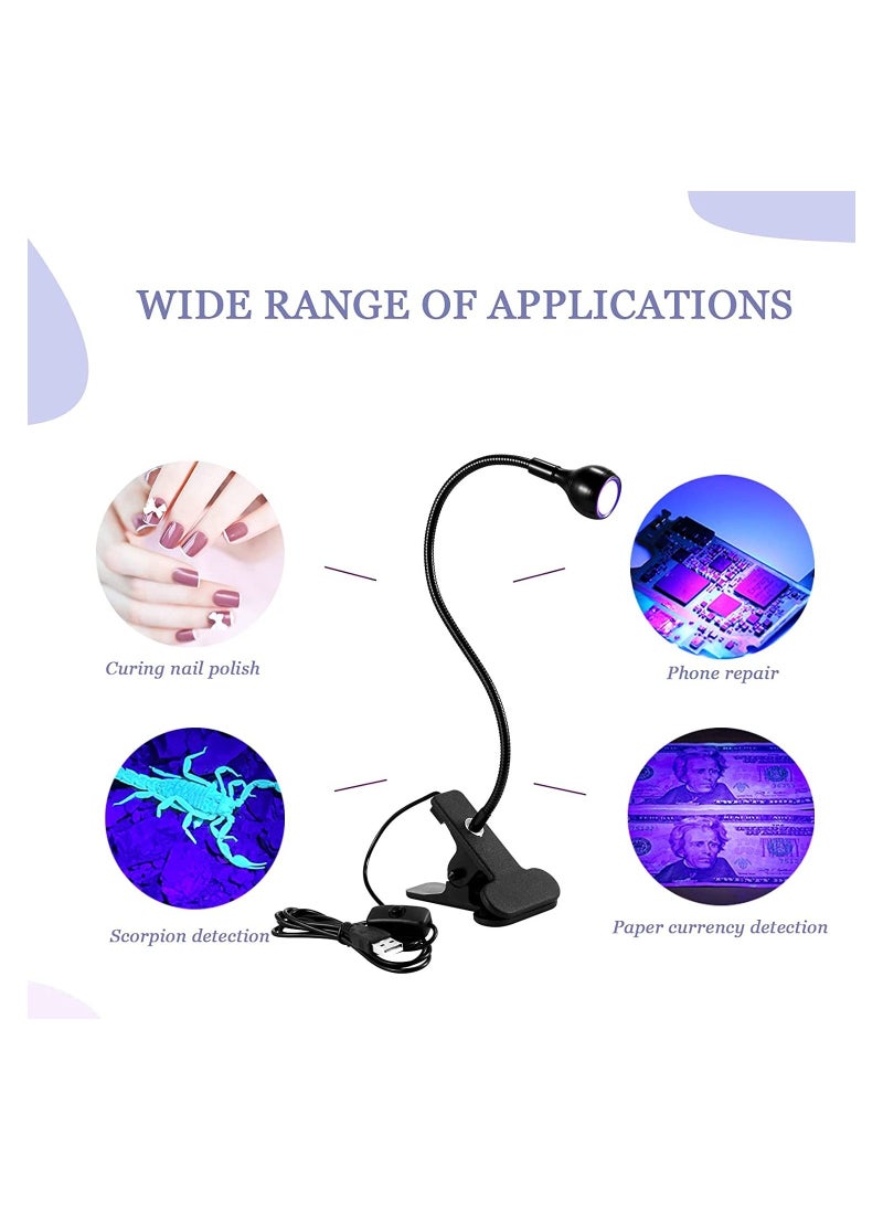 3W UV Nail Lamp Hands Free Gel LED Nail Dryer Nail Polish Curing Lamps Rotated With Fixed Clip For Gel Nails
