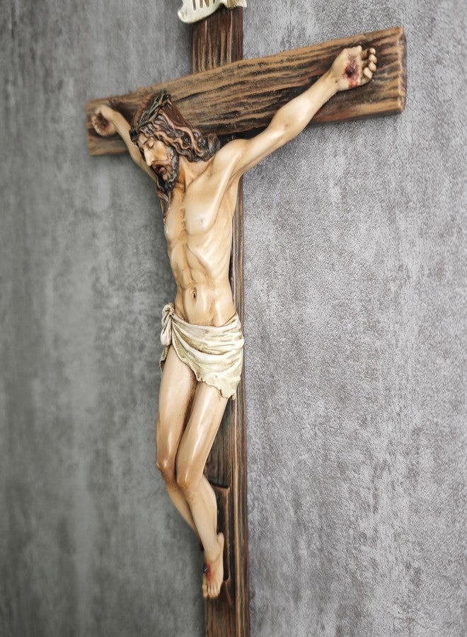 BC BUILDCLASSIC BC Catholic Crucifix Wall Cross, 10"H Jesus Christ Cross for Wall, Catholic Gift, Religious Wall art, Renaissance Sculpture Handmade by Buildclassic - Image 2