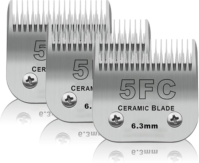 DODAER 3 Pack 5FC Detachable Pet Dog Grooming Ceramic Blades,Compatible with Andis,Oster A5,Wahl KM-10 Series,Size 5FC Blade 1/4-Inch 6.3MM Cut Length - Image 1