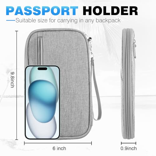 HOHOM Passport Holder Family RFID Travel Document Organizer for Women Waterproof Passport Wallet Men Portable Case for Cards Boarding Pass ID Money Tickets with Zipper - Image 3