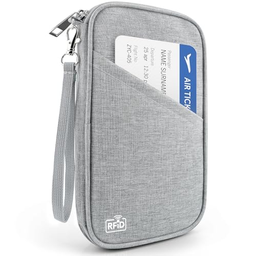 HOHOM Passport Holder Family RFID Travel Document Organizer for Women Waterproof Passport Wallet Men Portable Case for Cards Boarding Pass ID Money Tickets with Zipper - Image 1