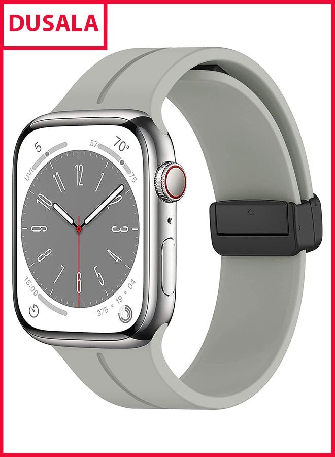 DUSALA Magnetic Silicone Watch Band 42mm/44mm Quick Release Strap for Men & Women Soft Skin Friendly Sport Replacement Band for Smartwatch & Analog Watches Durable, Waterproof, Magnetic Folding Clasp for All-Day Comfort - Image 1