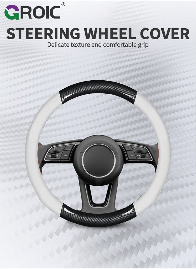 GROIC D-Shaped Flat Bottom Steering Wheel Cover, Universal 15 inch Breathable Anti Slip Steering Wheel Covers, Car Interior Accessories, Auto Steering Wheel Protector  - Image 3