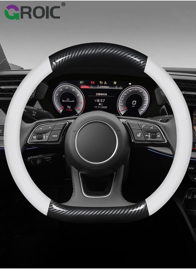 GROIC D-Shaped Flat Bottom Steering Wheel Cover, Universal 15 inch Breathable Anti Slip Steering Wheel Covers, Car Interior Accessories, Auto Steering Wheel Protector  - Image 1