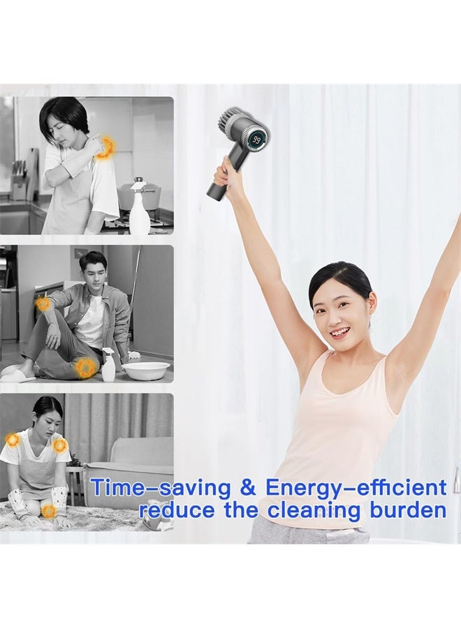 HOMESTAR Rechargeable Electric Spin Scrubber, Cordless Cleaning Brush with Long Handle, for Bathroom Tub, Floor, Tile, Kitchen and Shoes, Grey - Image 5