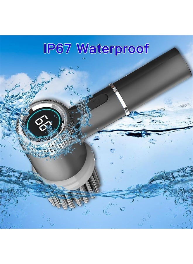 HOMESTAR Rechargeable Electric Spin Scrubber, Cordless Cleaning Brush with Long Handle, for Bathroom Tub, Floor, Tile, Kitchen and Shoes, Grey - Image 3